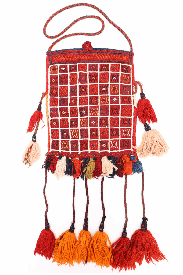 Bolsa o chanteh semi antigua Qashqai, Irán. 41x31 cms