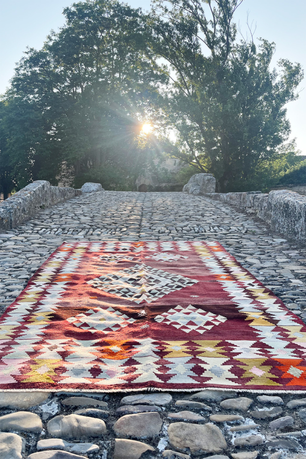Semi-antique Mugla kilim, Turkey.  235x157 cms.
