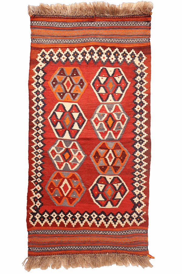 Kilim semi antiguo Qashqai, Irán. 133x69 cms - Imagen 7