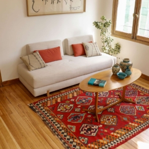 Kilim Qashqai Vintage de Irán, años 1960, 210x155 cms