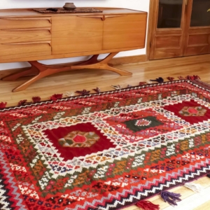 Kilim vintage Qashqai, Irán. 266x153