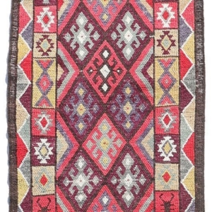 Alfombra vintage Herki, Irak. 342x83 cms