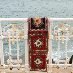 Alfombra vintage Qashqai, Irán. 138x31 cms