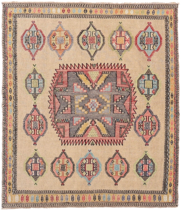 Semi antique Obruk kilim from Turkey. 150x128 cms - Image 2