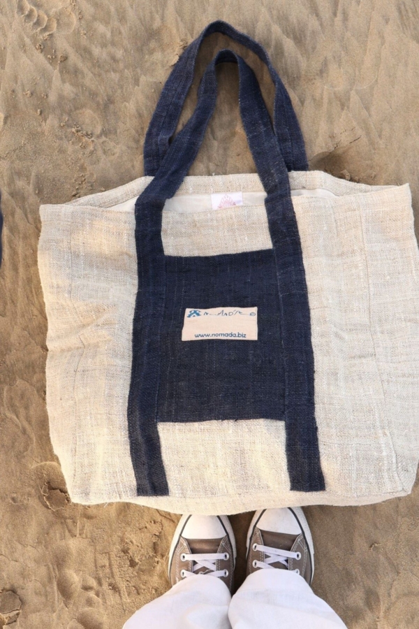 Bolsa de cáñamo orgánico, Nepal. 46x48x15 cms - Imagen 5