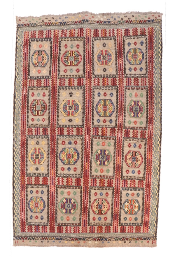 Semi-antique Karapinar kilim from Turkey. 195x135 cms - Image 2