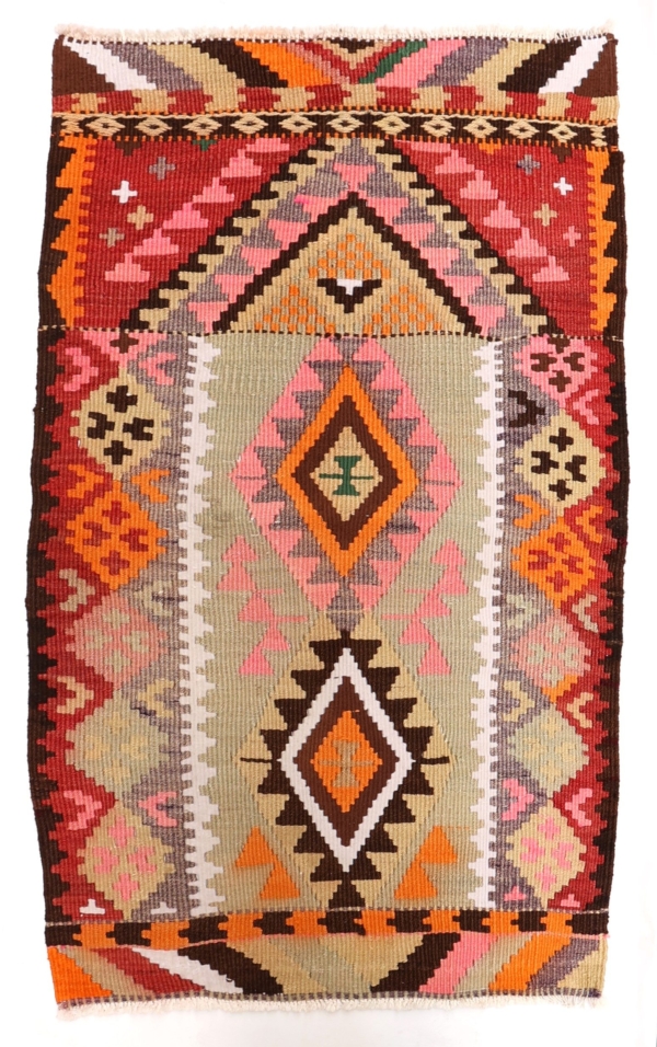 Vintage Kars kilim from Turkey, 125x73 cms - Image 2