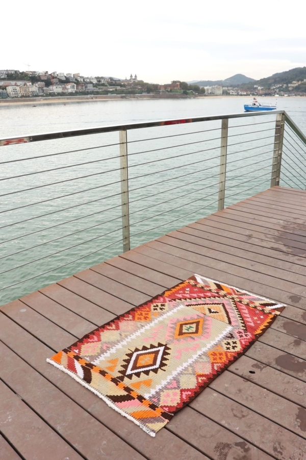 Vintage Kars kilim from Turkey, 125x73 cms - Image 8