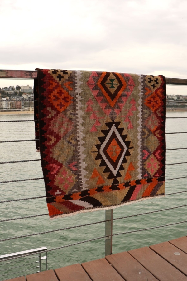 Vintage Kars kilim from Turkey, 125x73 cms - Image 9