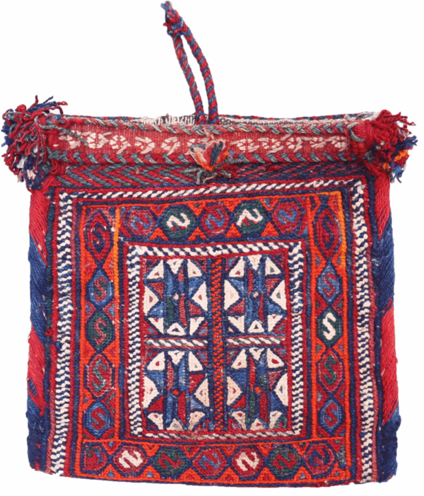 Semi-antique Qashqai bag or chanteh from Iran. 30x30 cms
