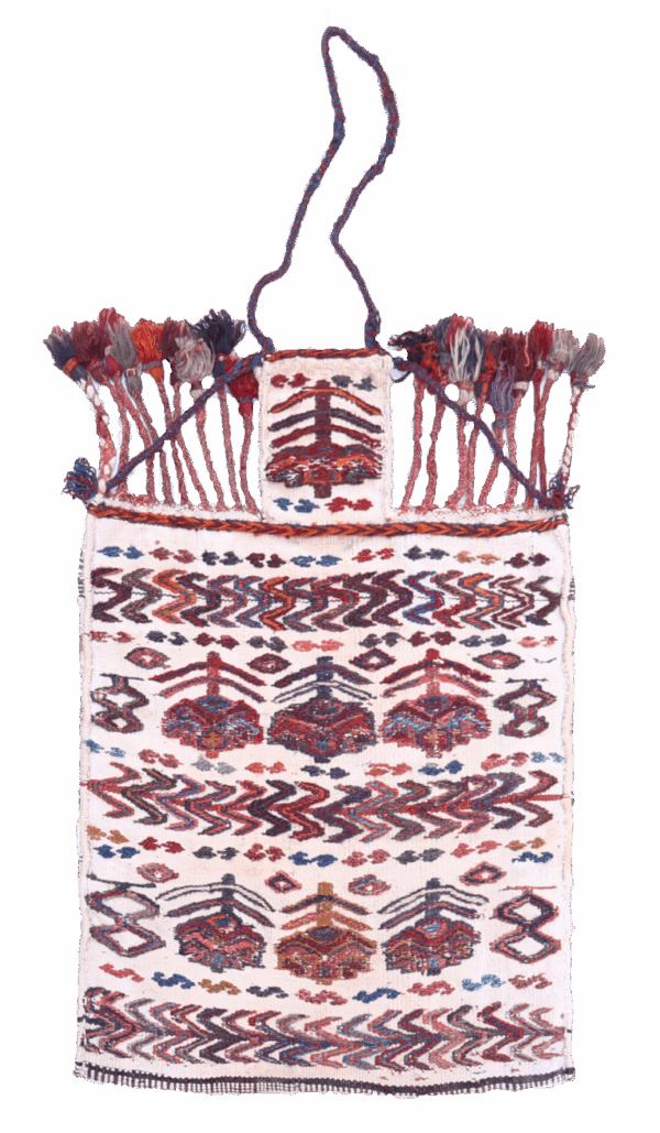 Bolsa de sal o namakdan antiguo arabe, Irán. 62x56 cms