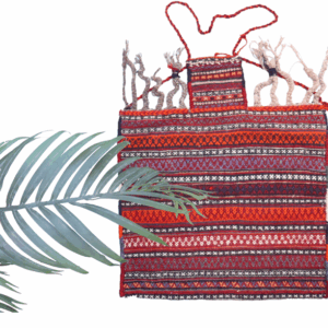 Bolsa de sal o namakdan vintage Qashqai, Irán. 58x60 cms