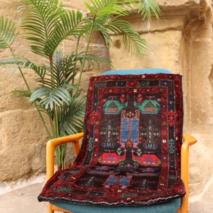 Almohadón de guerra vintage Baluch, Afganistán. 100x57 cms