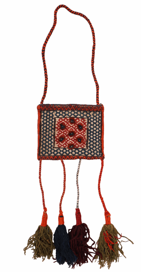 Bolsa o chanteh semi antigua Bakhtiari, Irán. 18x22 cms