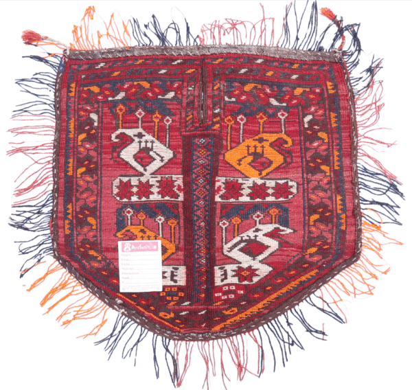 Semi-antique Turkman saddle cover rug from Afghanistan. 70x73 cms - Image 5