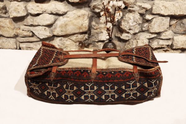 Maleta o mafrash Qashqai antiguo, Irán. 35x104x28 cms - Imagen 8