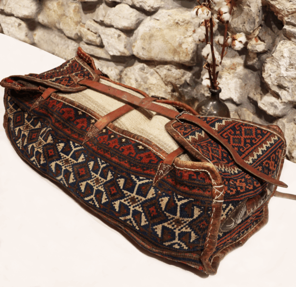 Maleta o mafrash Qashqai antiguo, Irán. 35x104x28 cms - Imagen 9