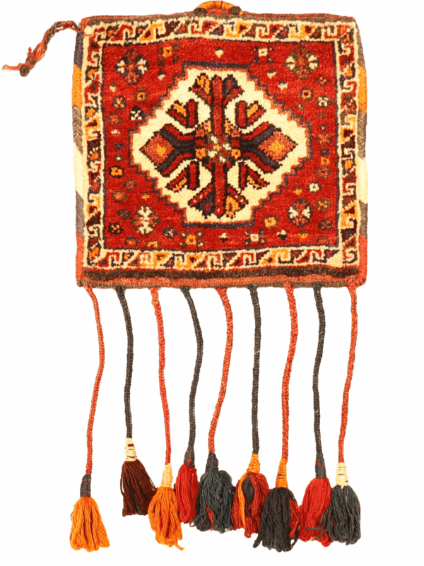 Bolsa o chanteh semi antigua Qashqai, Irán. 38x35 cms
