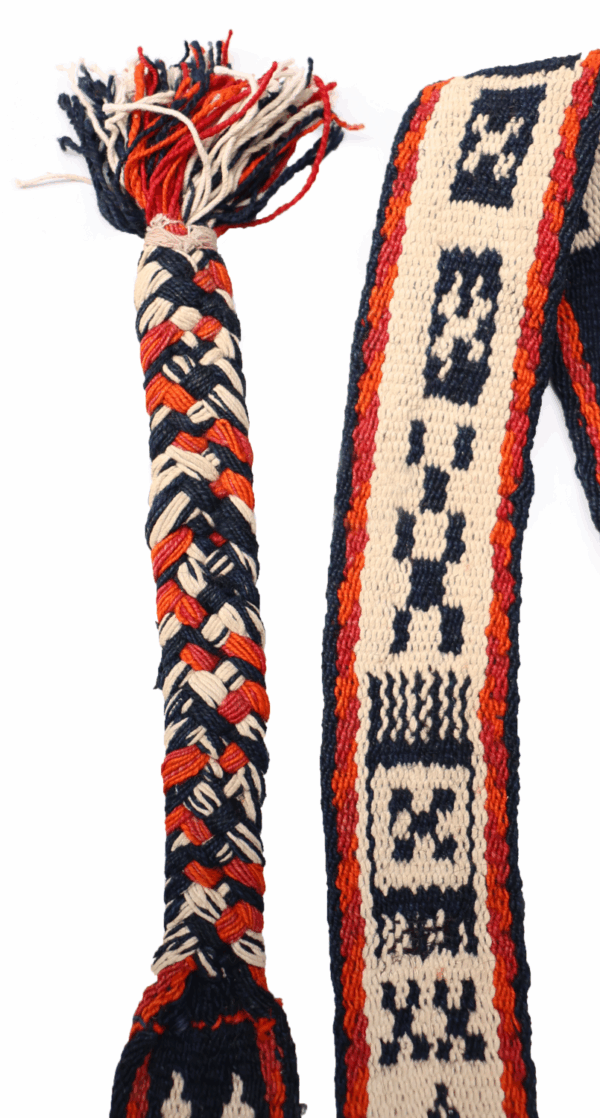 Semi-antique Qashqai malband or band from Iran. 470x6 cms - Image 4