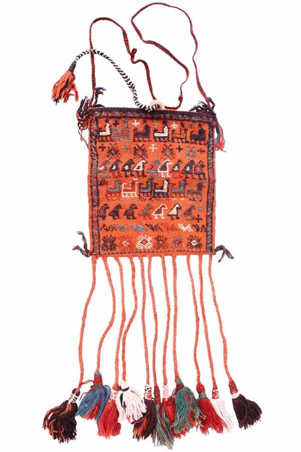 Semi-antique Qashqai bag or chanteh from Iran. 33x28 cms