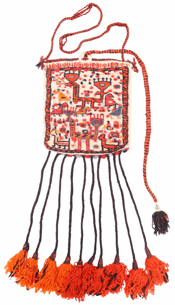Semi-antique Qashqai bag or chanteh from Iran. 36x33 cms