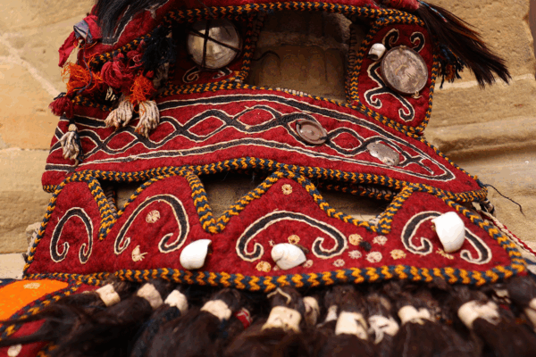 Antique Kyrgiz camel headdress, Afghanistan. 61x54 cms - Image 6