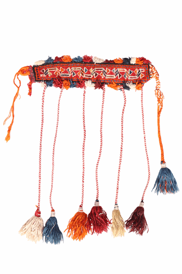 Banda semi antigua Qashqai para caballo o camello, Irán. 44x8 cms