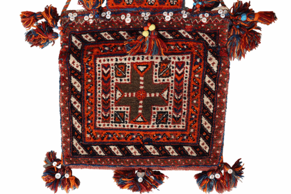 Semi-antique salt bag or namakdan Qashqai from Iran. 58x41 cms - Image 4