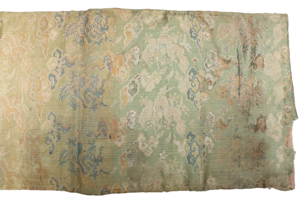 Antique Edo Period Uchishiki silk textile for shrine from Japan. 157x32 cms - Image 4