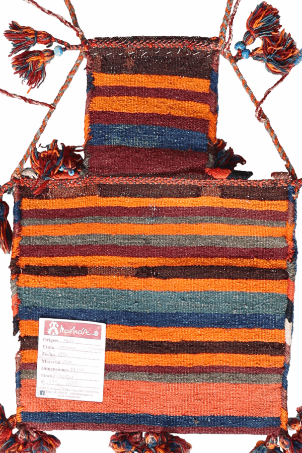 Semi-antique salt bag or namakdan Qashqai from Iran. 58x41 cms - Image 7