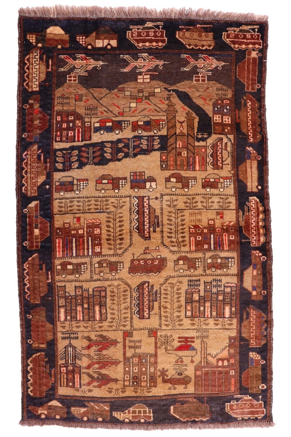 Alfombra de guerra vintage Baluch, Afganistán. 140x90 cms - Imagen 2