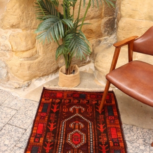Vintage Baluch War rug from Afghanistan. 128x78 cms