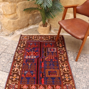 Vintage Baluch War rug from Afghanistan. 141x87 cms
