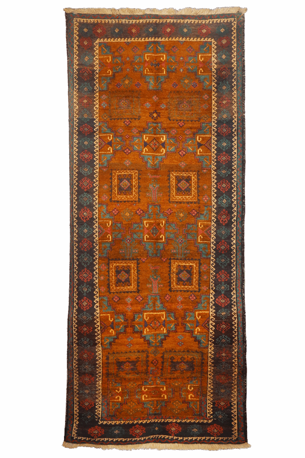 Alfombra antigua Herat Madad Khani Baluch, Afganistán. 238×107 cms - Imagen 2