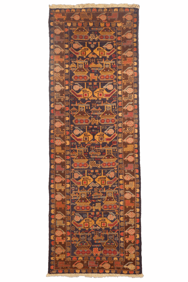 Vintage Baluch war rug from Afghanistan. 234×79 cms - Image 2