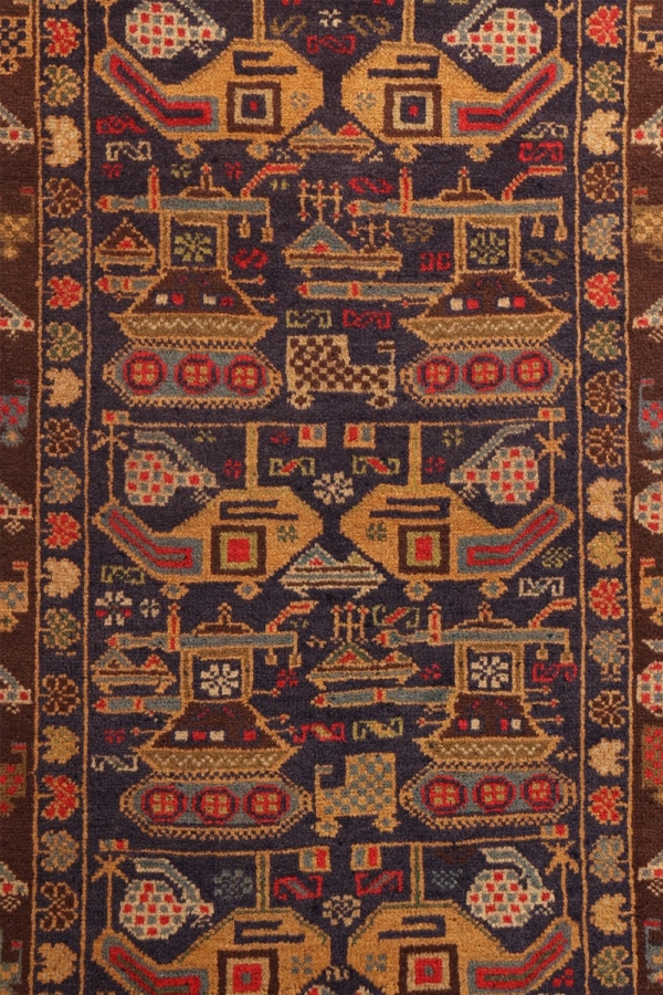Vintage Baluch war rug from Afghanistan. 234×79 cms - Image 3