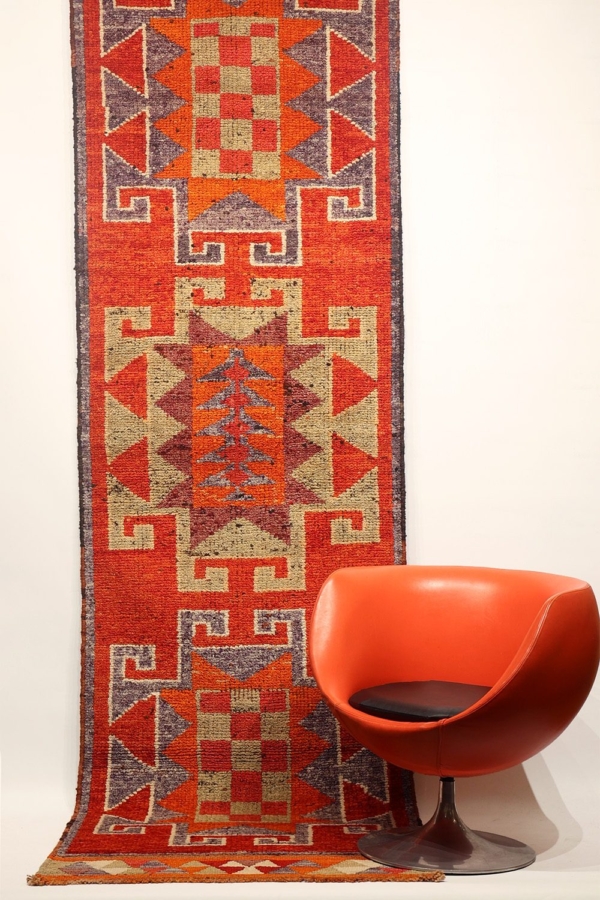Alfombra vintage Herki Kurda, Irak. 354×97 cms