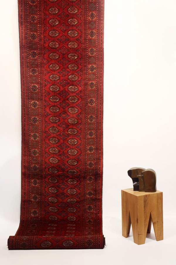 Antique Mouri Turkman rug from Afghanistan. 455×87 cms
