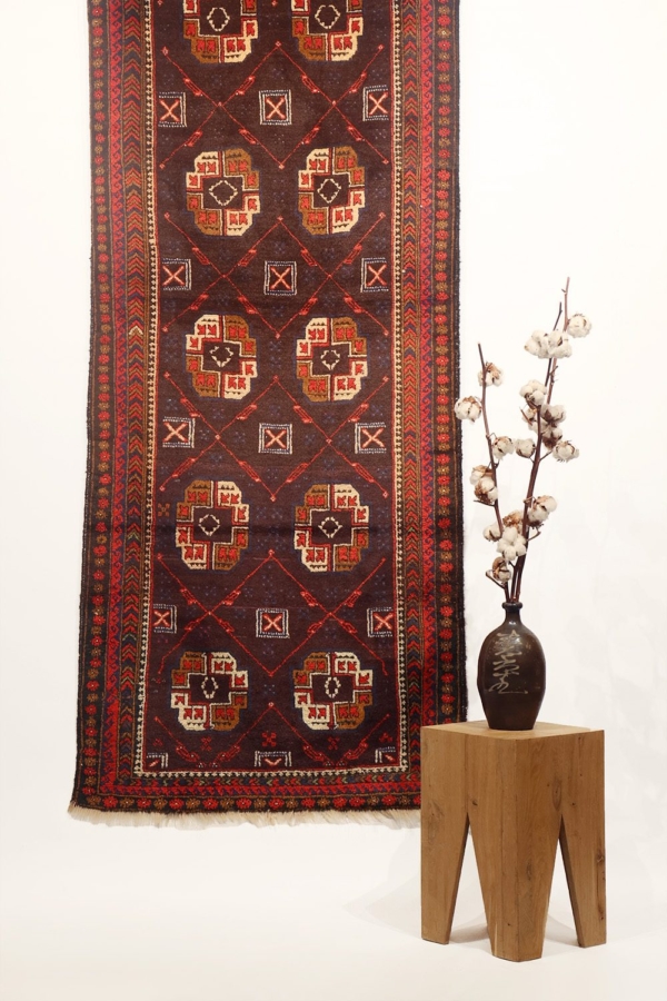 Antique Madad Khani Baluch rug from Afghanistan. 256×92 cms