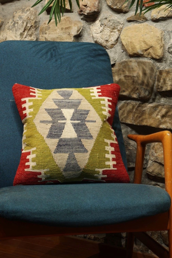Cojín étnico de kilim, Turquía. 40×40 cms - Imagen 4