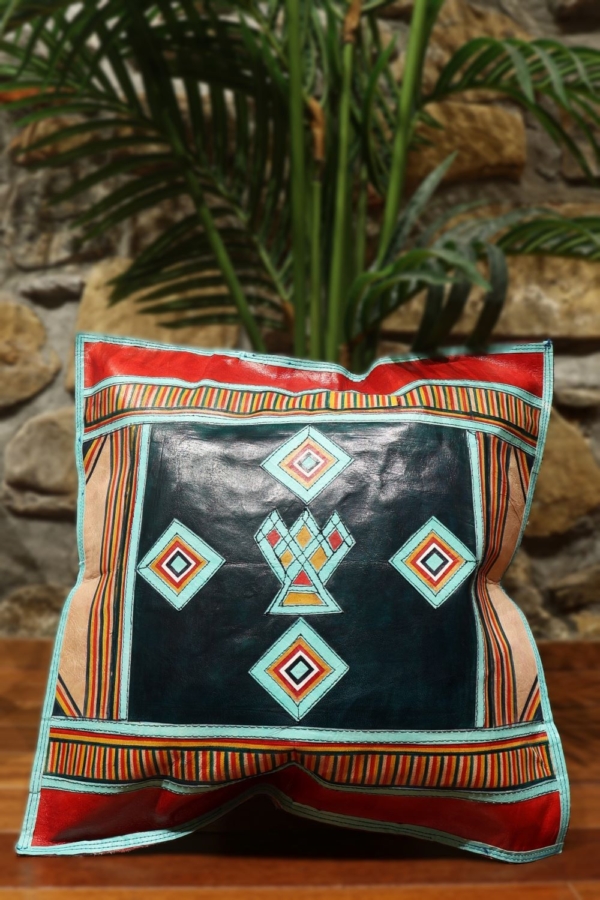 Tuareg leather cushion from Niger. 40×40 cms - Image 2