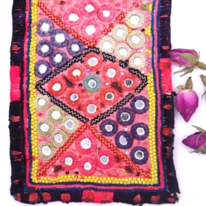 Vintage Gujarati textile from India. 14x10 cms