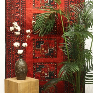 Alfombra antigua Turcomana Ersari, Afganistán. 370x105 cms