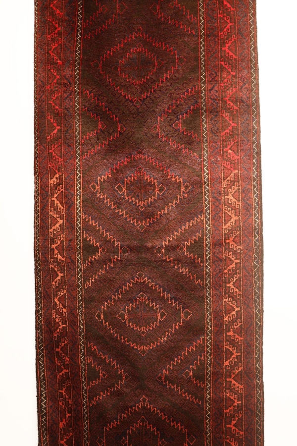 Alfombra semi antigua Mushwani Baluch, Afganistán. 319x84 cms - Imagen 4