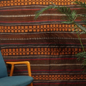 Semi-antique Baluch kilim from Afghanistan. 333x148 cms