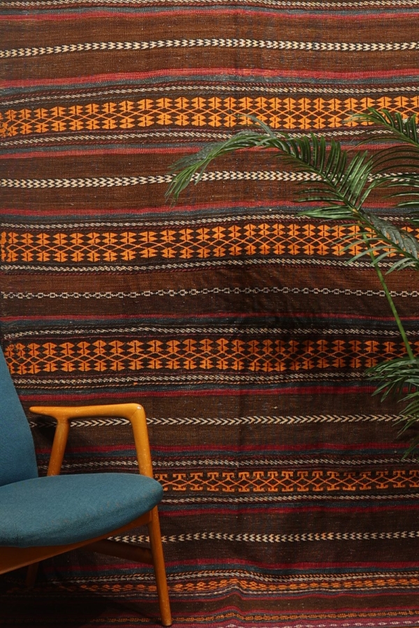 Semi-antique Baluch kilim from Afghanistan. 333x148 cms