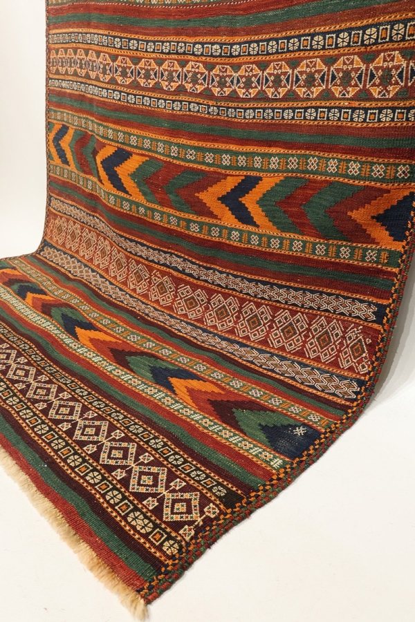 Kilim semi antiguo Baluch, Afganistán. 334x120 cms - Imagen 8
