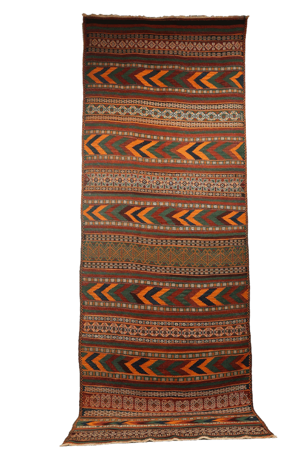 Kilim semi antiguo Baluch, Afganistán. 334x120 cms - Imagen 9