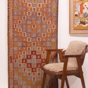 Kilim semi antiguo de Balikesir, Turquía. 241x77 cms
