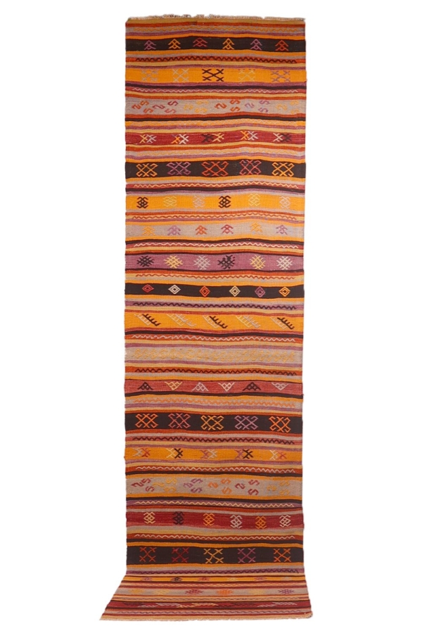 Vintage Denizli kilim from Turkey. 330x86 cms - Image 2